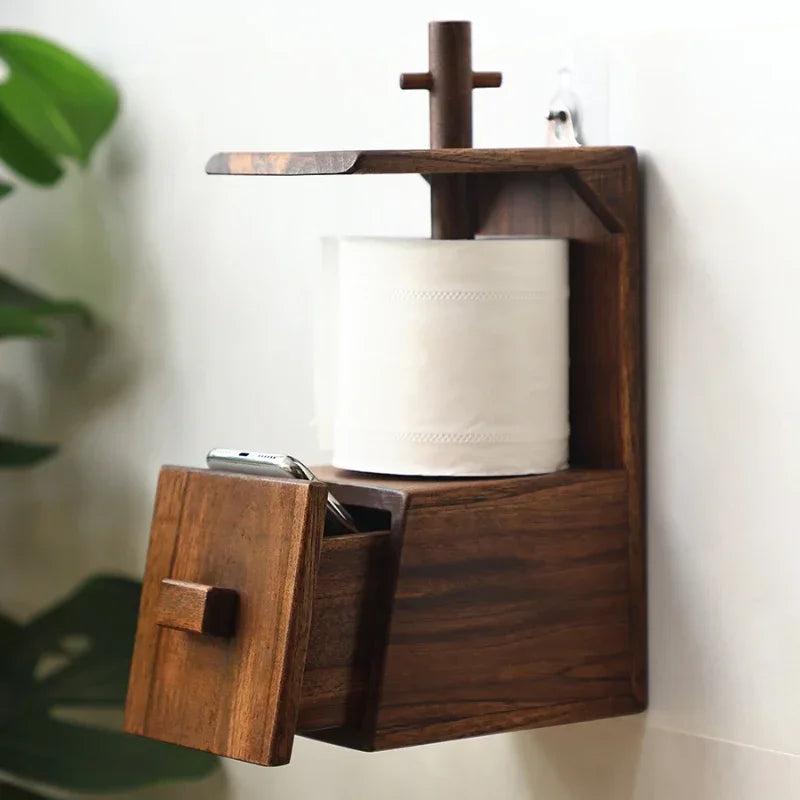 Timber Multi-Purpose Toilet Paper Mount